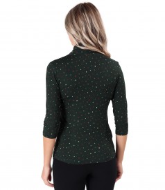 Elastic jersey blouse printed with dots