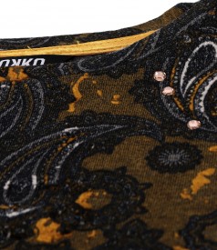 Blouse made of thick elastic jersey printed with paisley motifs