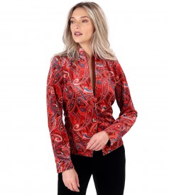 Elastic velvet jacket printed with paisley motifs