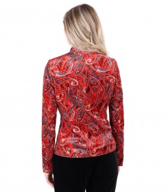 Elastic velvet jacket printed with paisley motifs