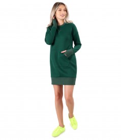 Sweatshirt dress made of thick cotton with front pocket