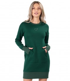 Sweatshirt dress made of thick cotton with front pocket