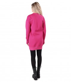 Sweatshirt dress made of thick cotton with front pocket