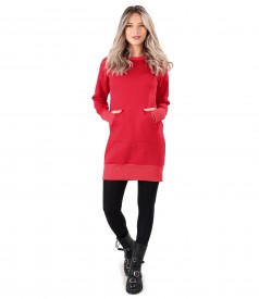 Sweatshirt dress made of thick cotton with front pocket