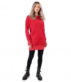 Sweatshirt dress made of thick cotton with front pocket