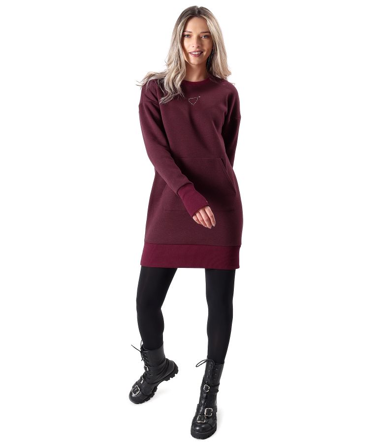 Sweatshirt dress made of thick cotton with front pocket