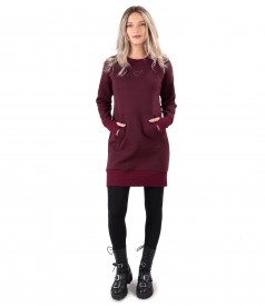 Sweatshirt dress made of thick cotton with front pocket