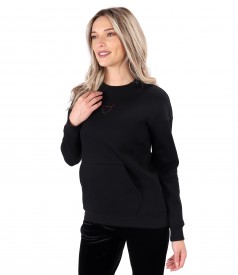 Blouse made of thick cotton with pocket on the front