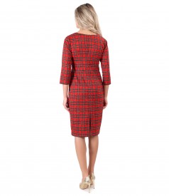 Checkered midi dress with crystals on the decolletage