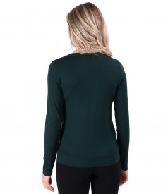 Elastic jersey blouse with brocaded velvet front