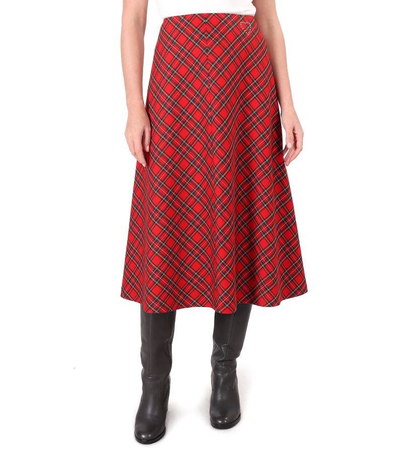 Long flared plaid skirt