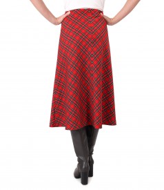 Long flared plaid skirt