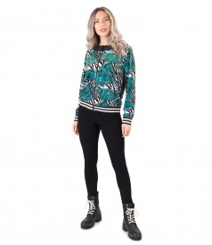 Sweatshirt without hood and elastic jersey leggings