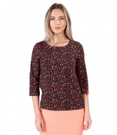 Blouse made of printed elastic jersey