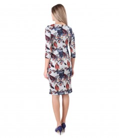 Elastic jersey dress printed with floral motifs