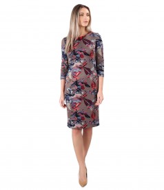 Elastic jersey dress printed with floral motifs