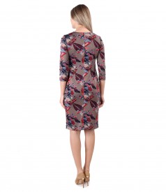 Elastic jersey dress printed with floral motifs