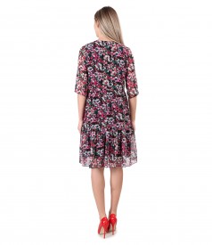 Dress with ruffles printed with floral motifs