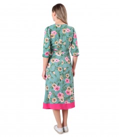 Printed dress with floral motifs and cord at the waist