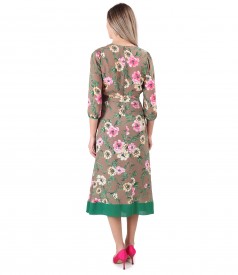 Printed dress with floral motifs and cord at the waist