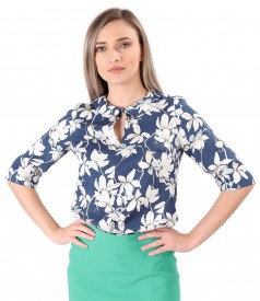 Elegant tencel blouse printed with floral motifs