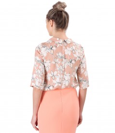 Elegant tencel blouse printed with floral motifs