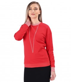 Cotton sweatshirt with decorative stitching