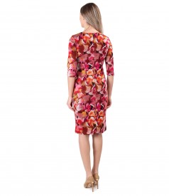 Elastic jersey dress printed with floral motifs