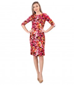 Elastic jersey dress printed with floral motifs