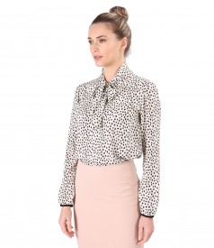 Elegant viscose blouse with scarf collar