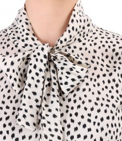 Elegant viscose blouse with scarf collar