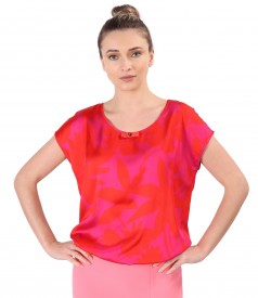 Casual blouse with bow on the decolletage