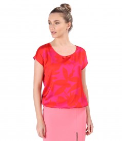 Casual blouse with bow on the decolletage