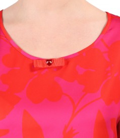 Casual blouse with bow on the decolletage