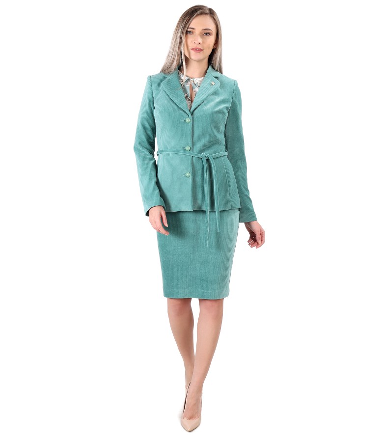 Office women suit with velvet skirt and jacket