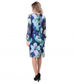 Printed veil midi dress with floral motifs