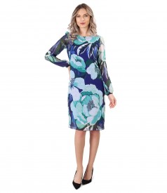 Printed veil midi dress with floral motifs