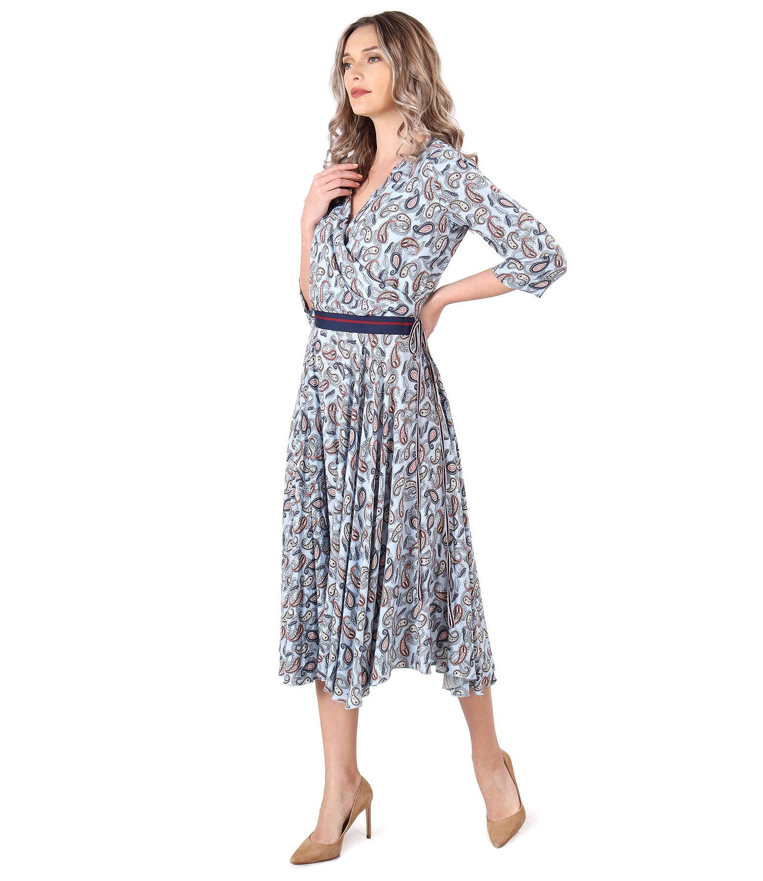 Viscose dress printed with paisley motifs print - YOKKO