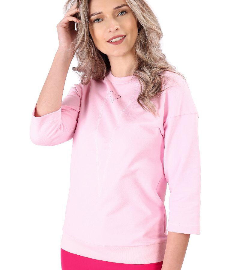 Cotton sweatshirt with decorative stitching