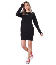 Cotton sweatshirt dress with front pocket