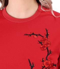 Cotton sweatshirt dress with embroidery applied on the face