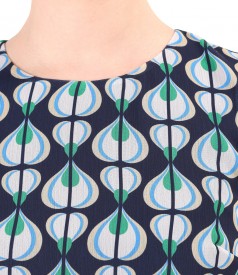 Elegant veil blouse printed with geometric motifs