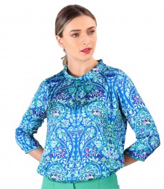 Satin blouse printed with paisley motifs