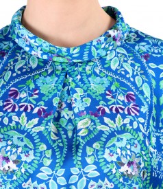 Satin blouse printed with paisley motifs