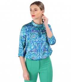 Satin blouse printed with paisley motifs