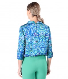 Satin blouse printed with paisley motifs