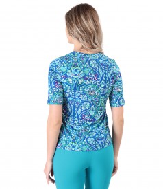 Blouse made of thin elastic jersey printed with floral motifs