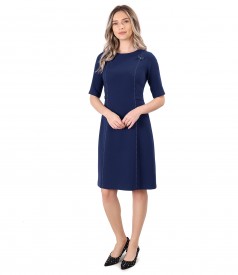 Flared office dress with decorative stitching