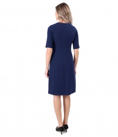 Flared office dress with decorative stitching