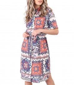 Printed viscose shirt dress